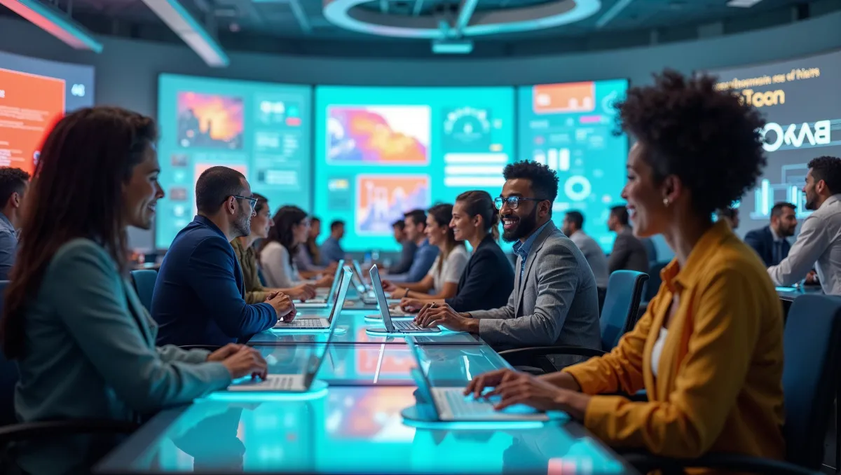 Equipe colaborativa em escritório moderno